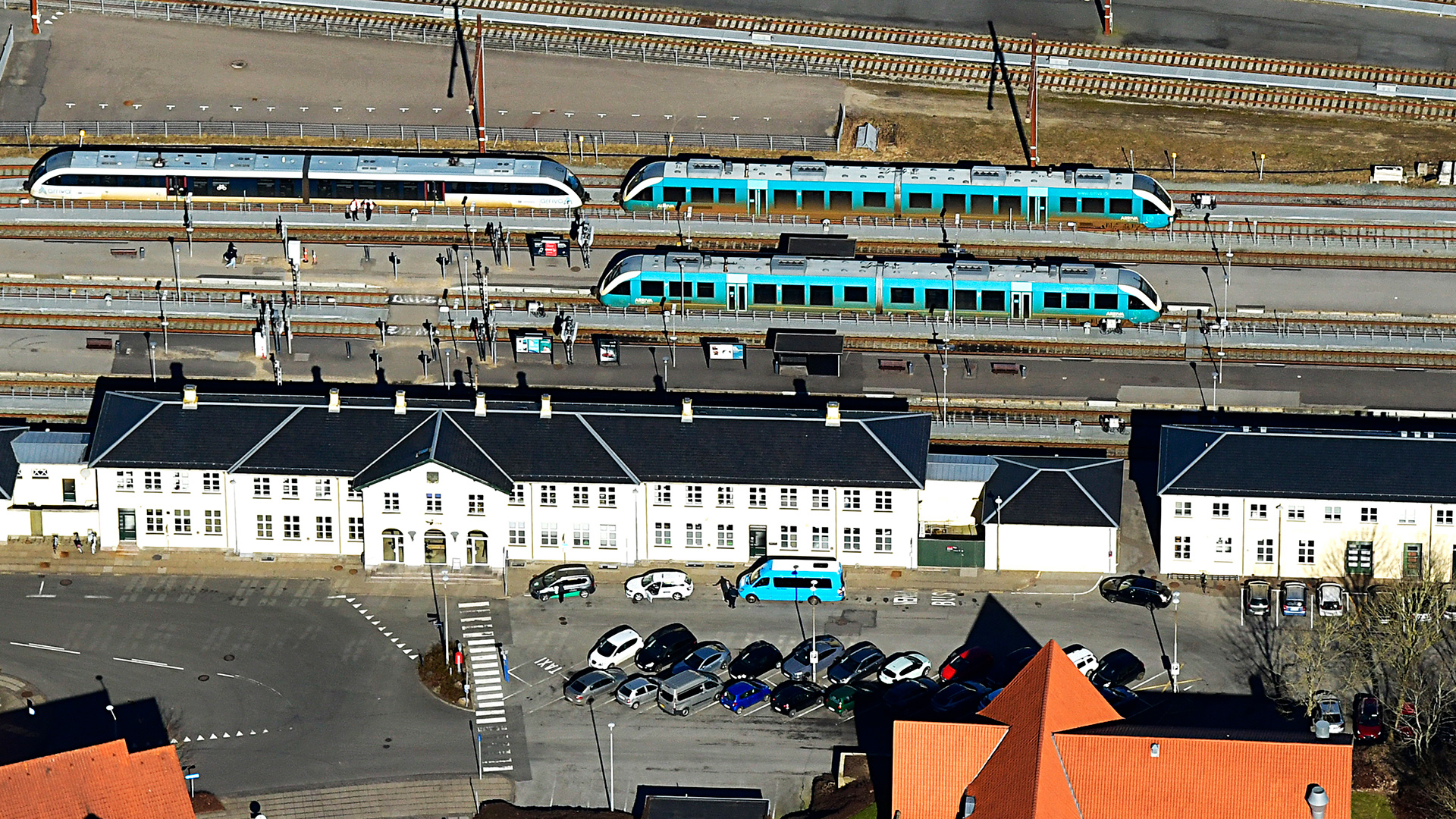 Struer Station fra oven - marts 2021 Struer Station fra oven - marts 2021