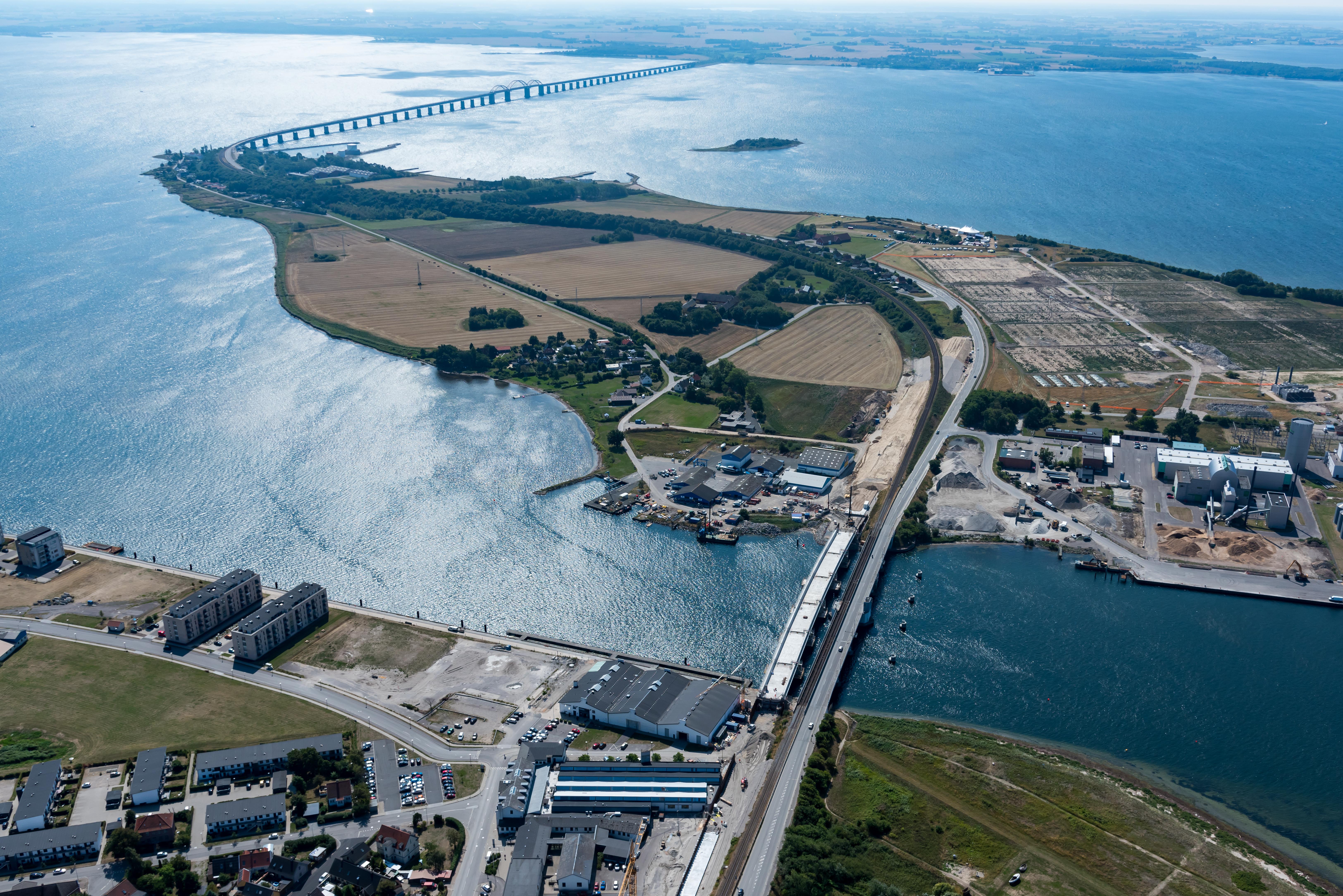 Luftfoto af Masnedsund og Masnedø